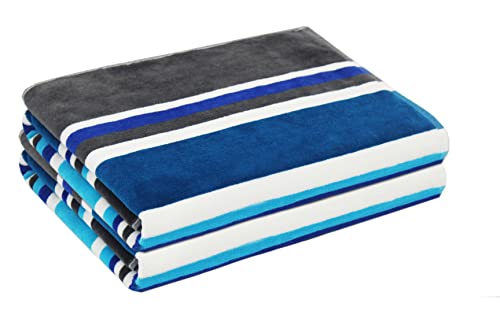 COTTON CRAFT Oversized XL Beach Towel - 39 x 68 inches - 2 Pack XL Towels - 100% Cotton Velour - Big & Huge - Pool Picnic Bath - Thick Plush Super Soft Luxury - 450 GSM - Cancun Blue Multi - color: Cancun Blue Multi, size: 2 Pack - 39x68