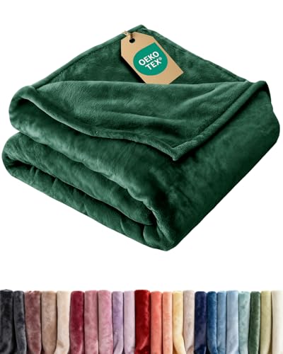 Ultra Soft Fleece Blanket Throw Size - Flannel Fleece Luxury Throw Blanket - Lightweight for Couch Bed Chair - Thick, Warm & Breathable - All Season Cozy Anti-Static Microplush Bedding, Forest Green - color: 12 - Forest Green, size: Throw (50" x 60")