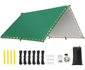 Rhino Valley Waterproof Tent Tarp, 9.8 × 9.8 Ft Large Outdoor Shelter Cover with Light Strings, Lightweight Portable Tarp Shelter Rain Tarp Camping Canopy for Hiking Traveling Backpacking - color: Dark Green