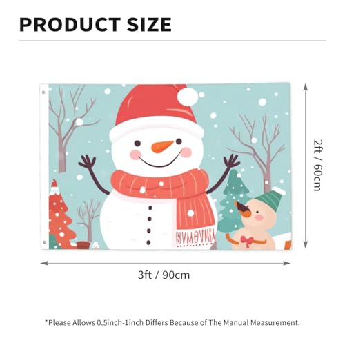 Merry Christmas Snowman Flag 2 X 3 Ft Double Sided Vertical Garden Flag Seasonal Holiday Banner With Brass Grommets Photo Backdrop Yard Flag For Outdoor Indoor Home Decor - color: Merry Christmas Snowman