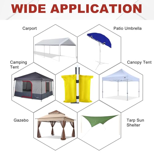 ABCCANOPY Canopy Weights 120 LBS Tent Sand Bags,4-Pack Yellow (Without Sand) - color: Yellow, size: 120 LBS