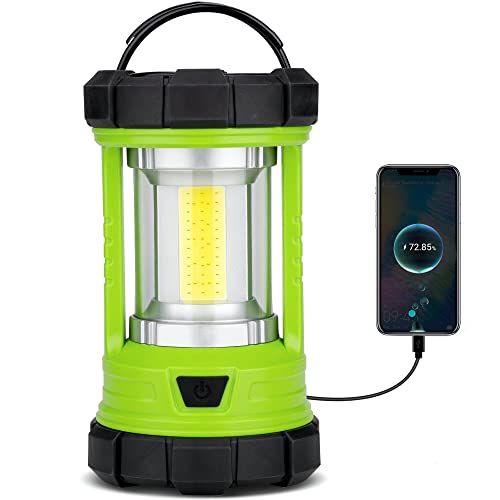 Camping Lantern 3000LM, LED Lanterns for Power Outages with 4400mAh Phone Charger, Impact-Resistant Rechargeable Lantern, 5 Light Modes Waterproof Lantern for Hurricane Emergency(Pale Green) - style: 1-Pale Green