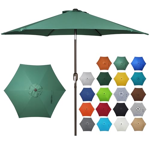 Blissun 7.5 ft Patio Umbrella, Yard Umbrella, Outdoor Market Umbrella with Push Button Tilt Crank, Seaglass - color: Seaglass