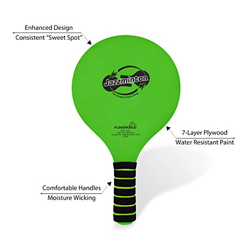 Jazzminton Paddle Game Select Double Badminton Set 4 Rackets - Beach Games for Kids Teens Adults and Family Games -Outdoor Games for Lawn, Yard, Tailgating, Camping Games