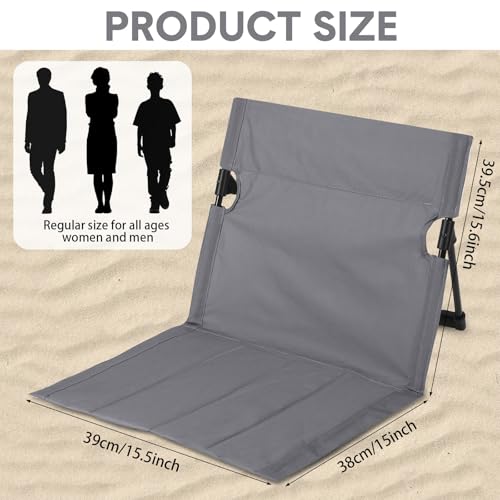Jetec Foldable Floor Backrest Chair Portable Camping Chair with Storage Bag Light Weight Lazy Seat for Indoor Outdoor Bed Ground Park Lawn Concerts Beach Hiking - color: Grey, size: Regular