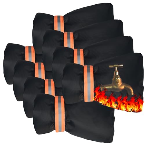 Outdoor Winter Faucet Hose bib Wall Taps Ouside Covers - 8.3”H x 6.7”W, Waterproof & Frost-Free for Winter Freeze Protection, Black, Gray (Black 8pcs) - color: Black, size: 8pcs