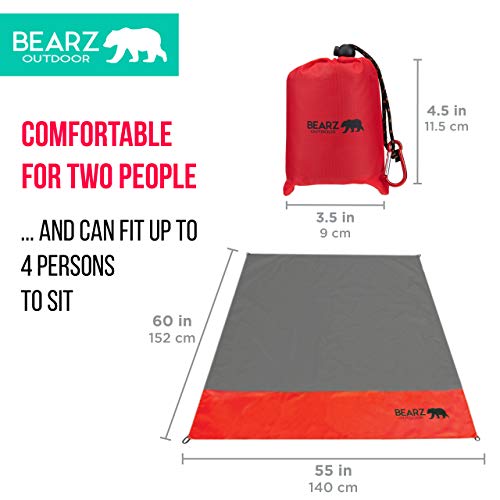 Pocket Blanket - Beach Blanket Waterproof Sandproof, Picnic Blankets Waterproof Foldable, Lightweight & Compact for Hiking, Camping, Travel, Festival Accessories - color: Cherry Red