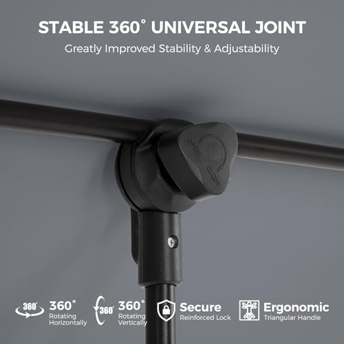 HOMSHADE 6x4ft Outdoor Balcony Umbrella - Flat Porch Pool Patio Umbrella Rectangular Canopy Shade UPF50+ UV Protection 360° Rotating & Tilting All Angles Applicable (Grey, No Base) - color: Gray