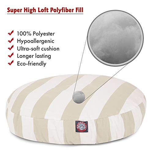 Majestic Pet Indoor Outdoor Vertical Stripe Round Pet Dog Bed with Removable Washable Cover, Sand, Large - color: Stripes Sand, size: Large