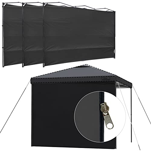KAMPKEEPER Instant 10X10 Canopy Sidewalls with Zipper for Pop Up Canopy Frame, 3Pack Sunwalls fit 10' Outdoor Canopies with Straight Leg (Black) - color: Black