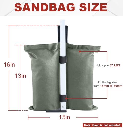 ABCCANOPY Canopy Weights 120 LBS Gazebo Tent Sand Bags,4-Pack Gray (Without Sand) - color: Gray, size: 120 LBS