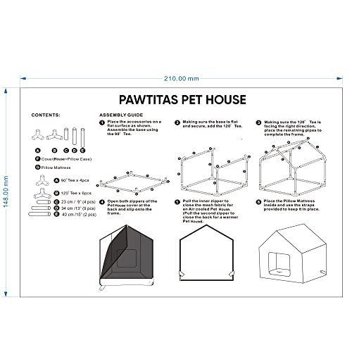 Pawtitas Portable Dog House for Small and Medium Dogs Comes with A Removable Cushion Pet Bed Mat Pillow | Anti-Slip Pad Under The House | Easy to Install, No Tools Or Screws are Required - Teal Comic