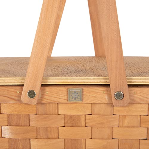 Picnic TIME Poppy Personal Picnic Basket - Insulated Lunch Bag - Retro Lunch Box, (Beige)