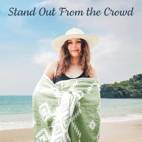Turkish Towels Beach Towels Oversized (35”x67”) Beach Towels for Adults Quick Dry and Sand Free Beach Towel Beach Blanket 100% Cotton Turkish Towel - Soft Green - color: Vintage Green
