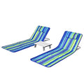 Giantex Beach Chairs for Adults 2 Pack Set with Side Table, 5 Position Adjustable Folding Lawn Chair for Sunbathing, Patio Chaise Lounge Lightweight Backpack Camping Chairs (Stripe) - color: Stripe