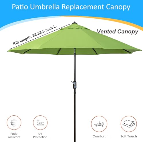 9ft Market Patio Umbrella Canopy - 8 Ribs Canopy Replacement - UV Protective UPF 50+ and Fade Resistant Patio Canopy - Wind Vent Replacement Canopy Cover (Canopy Only) (Purple) - color: Lime