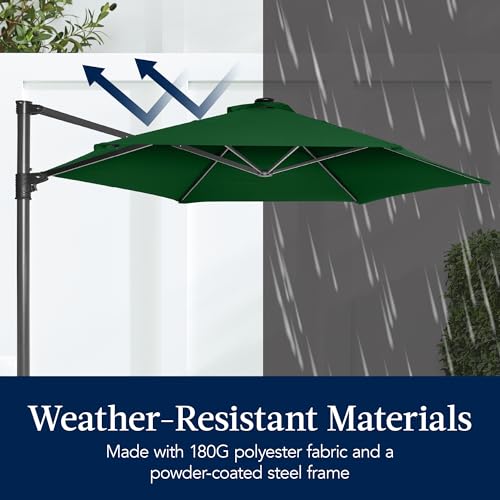 Best Choice Products 10ft Offset Cantilever Hanging Market Patio Umbrella, Smooth 360° Rotation, 8 Sturdy Ribs, Easy Adjustment - Green - color: Green, size: Offset w/ 360° Rotation