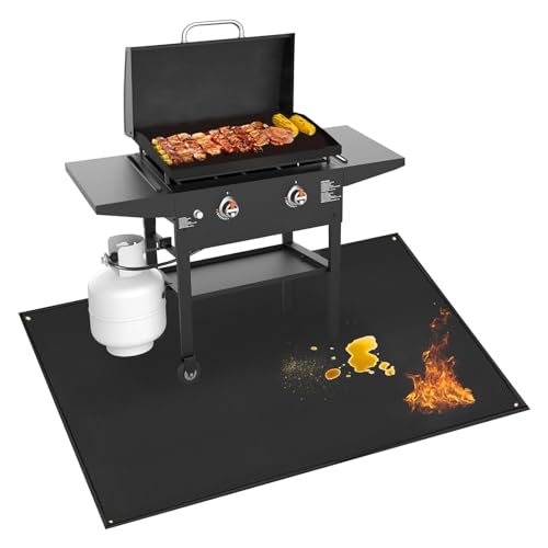 70 x 48 in Grill Mats for Outdoor Grill Compatible with Blackstone 28in & 36in Griddle, Fireproof Griddle Mats for Grilling to Protect the Deck, Griddle Accessories Compatible with Blackstone - 0.6mm - color: Black, size: 70x48x0.02in