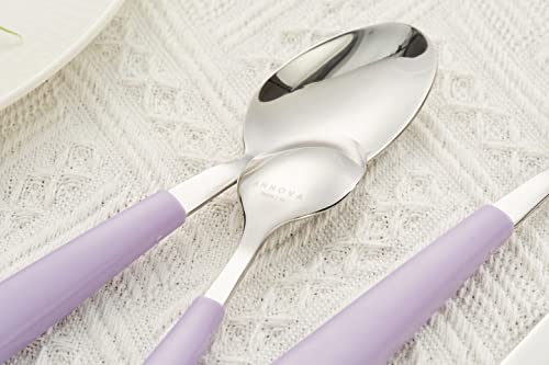 ANNOVA Silverware Set 20 Pieces Stainless Steel Cutlery Color Handle Flatware - 4 x Dinner Knife; 4 x Dinner Fork; 4 x Salad Fork; 4 x Dinner Spoon; 4 x Dessert Spoon (Lilac) - color: Lilac 20Pieces