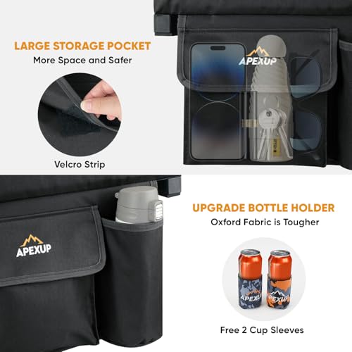 APEXUP Stadium Seats with Back Support, Portable Bleacher Seat with Large Pocket and Cup Holder, Wide Stadium Chair for Sports Events and Concerts - color: Steel Grey+gold