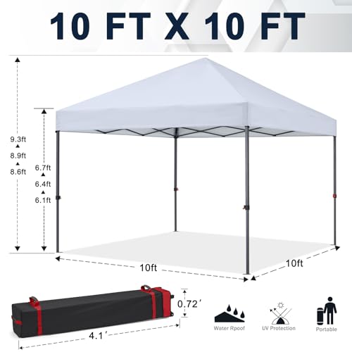 COOSHADE Durable Easy Pop Up Canopy Tent 10x10Ft, with 4 Sandbags(White) - color: White, size: 10x10Ft
