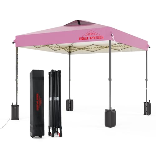 8x8 Pop Up Canopy, Easy Up Canopy Tent, Heavy Duty Tents for Parties, One Person Set Up Event Tent, Pink - color: Pink, size: 8x8