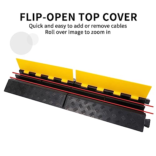 Rubber Cable Ramp Cord Cover Cable Protector Ramps Wire Hose Protective 2 Channel 22000Lbs Load Capacity Traffic Speed Bump for Asphalt Concrete Gravel Driveway Indoor Outdoor, 1 Pack - color: 2 channel-1 pack