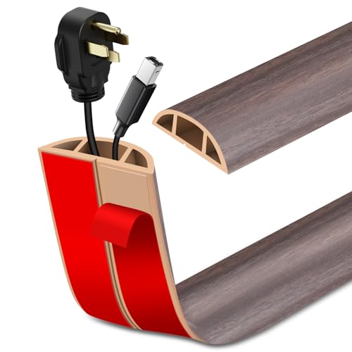 Floor Cord Cover Self Adhesive Cord Hider Floor Extension Cord Covers for Floor Power Cord Protector Cable Management Prevent Cable Trips Cable Cavity 0.47" W x 0.27" H (Brown Walnut Wood, 3.3Ft) - color: Brown Walnut Wood, size: 1.18" x 3.3'