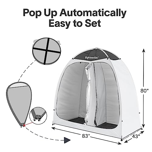 EighteenTek® Shower Tent Changing Room 2 Rooms Outdoor Pop Up Camping Portable Privacy Dressing Shelter 83"x43"x80"H - color: White, size: 81"l X 43"w X 81"h