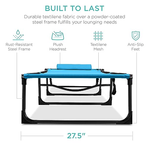 Best Choice Products Patio Chaise Lounge Chair, Portable Outdoor Folding Recliner for Lawn, w/ 8 Positions, Handles, 300lb Capacity - Light Blue - color: Light Blue