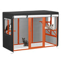 Catio Cover, 72.5" L x 33" W x 44.5" H Waterproof Cover for Outdoor Cat Enclosure, 420D Cat Cage Cover for Nyeekoy Catios, Black (Catio Not Included) - size: 72.5"L x 33.0"W x 44.5"H