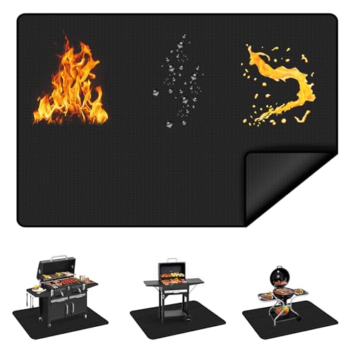 Grill Mats for Outdoor Grill, Double-Sided Fireproof Deck and Patio Protector Mat (60"L x 40"W) - size: 60"L x 40"W