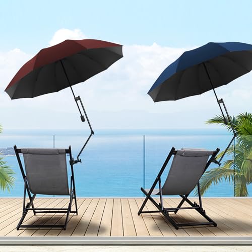 XLINGZA UPF 50+ Beach Umbrella with Adjustable Universal Clamp - style: Manual/L