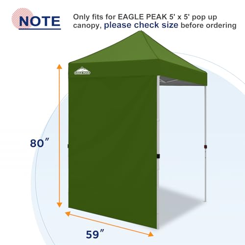 EAGLE PEAK Canopy Sidewall for 5x5 Pop Up Canopy Frame, Single Side Wall Panel Only (Fits 5x5 Straight Leg Frame, Canopy Top or Frame NOT Included), Grass Green - color: Grass Green