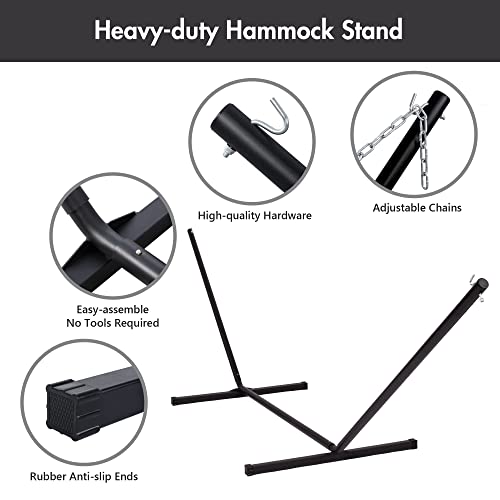 ANOW Double Hammock with Stand Included, 2 Person Hammock with Stand for Outside, 450 LBS Weight Capacity, Gray Cube - color: Gray Cube, size: 2 Person With Stand