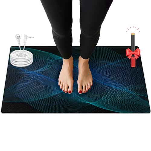 Grounding Mat,Grounding Pad for Stress, Pain, Inflammation& Wellness Support, 24x16inch Portable Grounding Mats, Grounding at Home,Office. 15Ft Cord & Test Pen Included - size: 24x16inch