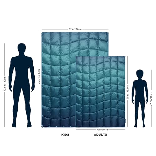 Camping Blanket,MINI Puffy Blanket Lightweight Windproof Water Resistant for Outdoors,Hiking,Beach,Car,Picnic,Stadium - color: Grad Blue, size: 39"x55"