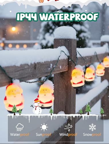 Christmas Santa String Lights Outdoor, 8.5Ft Vintage Christmas Decorations String Lights with 10 LED Santa Lights, Hanging Christmas Window Fairy Lights for Indoor Party Holiday Xmas Tree Decor - color: Colorful Santa