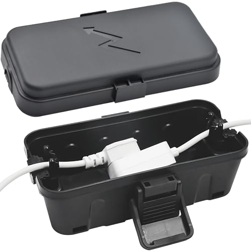 Hrensaw Small Weatherproof Electrical Connection Box(Inner 5.5 x 3 x 2.2inch),Outdoor Electrical Box,Waterproof Extension Cord Covers for Plug, Extension Cables, Holiday Lights,Black - color: Black, size: Small