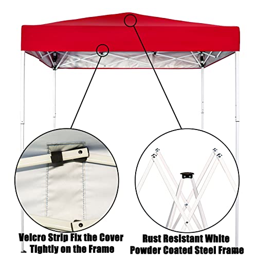 Sunnyglade 6x4 Ft Pop-Up Canopy Tent Outdoor Portable Instant Shelter Folding Canopy with Carry Bag - color: Red