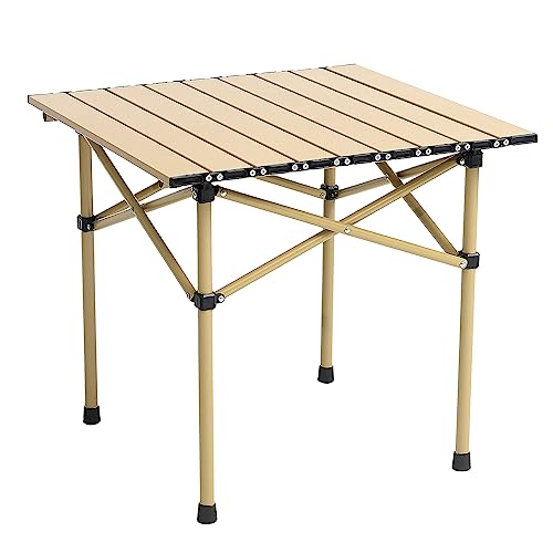 Wind Tour Portable Camping Table Folding Side Table Aluminum Lightweight Table with Carry Bag for Outdoor Cooking Hiking Picnics BBQ Travel (Khaki) - color: Khaki