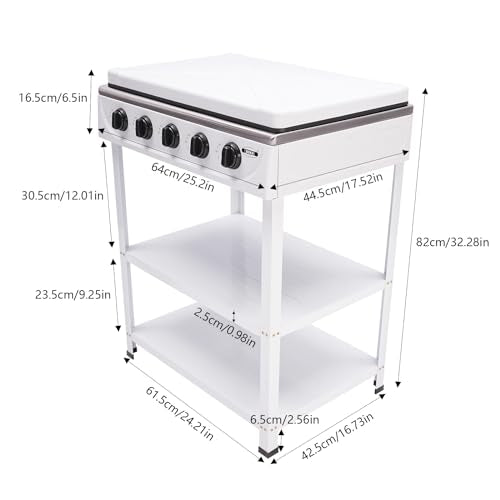 5 Burner Gas Stove with Wind Shield Portable 2.5KW Natural Gas Stove with 2 Storage Shelves for RV Apartment Outdoor Cooking - style: 5 Burner-White
