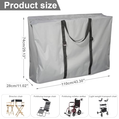 Large Outside Chair Storage Bag, Uranshin 600D Chair Carry Bag for Zero Gravity Chair Cover, Heavy Duty Folding Lounge Chair Carrying Case Bags with Zippers 43" L x 11" W x 29" H (Gray - 2 Pack) - color: Gray - 2 Pack