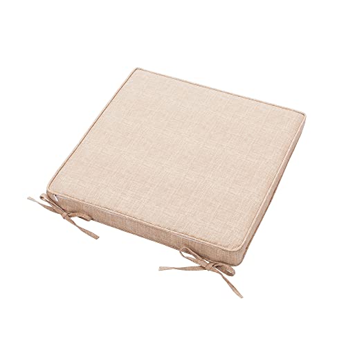 Magpie Fabrics Indoor Outdoor Waterproof Square Chair Cushion, 18" x 18" x 2.5", 2 Pack, Water Resistant Seat Cushions, for Patio Garden Office, Beige Textured - color: Beige Textured