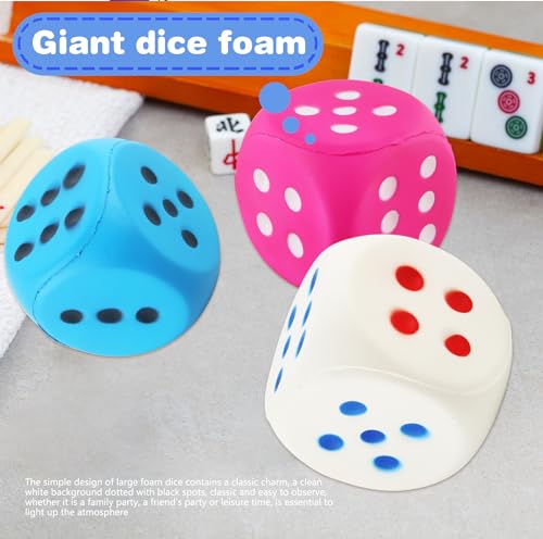 4 Pcs Jumbo Foam Dice Set 4 Inch Large Rounded Edge Playing Dice for Classroom Games Party Activities Kids Learning Math Indoor Outdoor Play (Color Style 2) - color: Color Style 2