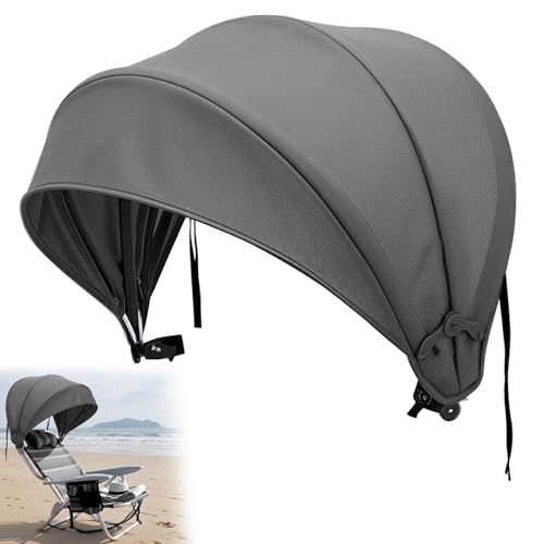 DaisyInner 1 Pcs Beach Chair Umbrella Canopy Extra Large Foldable Chair Sun Shade with Adjustable Clamp for Beach Camping Fishing Lounge Outdoor (Grey) - color: Gray