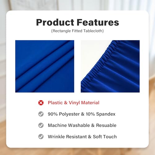 Fitted Rectangle Tablecloth 20 x 30 Inch Elastic Table Cloth for 2.5ft Table, Stretch Spandex Table Cover Royal Blue Washable Polyester Table Top Cap Cover for Dining Picnic Camping Indoor and Outdoor - color: Royal Blue, size: 30" x 20" (Rectangular)
