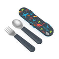 Bentgo Kids Stainless Steel Utensil Set - Reusable Fork, Spoon & Storage Case, PFAS- & BPA-Free, Easy-Grip Handles, Lightweight, Dishwasher Safe, School Lunch, Travel & Outdoors (Dinosaur) - color: Dino