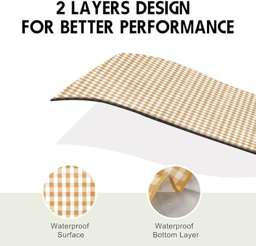 SAMSIER Outdoor Picnic Blankets Waterproof Foldable Sandproof, Large Gingham Cute Picnic Mat Washable Portable for Park Beach Camping Courtyard (Coffee, 60"×80") - color: Coffee, size: 5' x 6'8" (Rectangular)