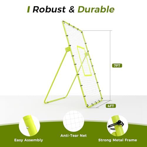Volleyball Rebounder Net 7x4 ft, Portable Bounce Back Net with 5 Adjustable Angles for Backyard, Indoor & Outdoor Practice, Sturdy Multi-Sport Return Trainer for Volleyball, Baseball, Softball - color: Green